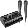 Vonyx AV430B - Set microfono e mixer per karaoke con cavo, ideale per feste karaoke, eventi, uso domestico e professionale, con doppio ingresso microfono, controllo dell'eco, volume regolabile e