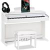 Classic Cantabile DP-50 WM Pianoforte digitale - 88 Tasti tastiera pesata hammer action - Pianola musicale USB, 32 polifonia, 3 pedali - Piano Set con Panchetta e Cuffi - Bianco Opaco