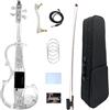Yinfente - Violino elettrico 4/4 a grandezza naturale, corpo in acrilico trasparente, luce LED, tre colori, custodia per arco violino trasparente, riposo per spalla, corde aggiuntive per