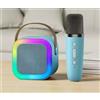 Italia Magazzini Cassa Karaoke Bluetooth Portatile con LED + Microfono Wireless | 1 o 2 Microfoni Senza Fili | Speaker Ricaricabile per Feste, Eventi, Serate Karaoke | USB, AUX, TF, Bluetooth (Blu Con 1 Microfono)