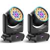 Osusuent 2Pcs 19x20W Teste Mobili LED, RGBW Zoom Wash con Striscia LED d-mx512 Luci da Palco Sound-Active per Palcetti Feste Club DJ Matrimoni