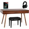 Classic Cantabile DP-730 WN - Pianoforte Digitale set 88 Tasti pesati Tastiera Ponderati Azione del Martello - Tavolo con pianoforte elettrice incorporato - Con panca, pedaliera, cuffie - USB MIDI