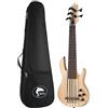 Batking Ukulele Basso Elettrico, 5 Corde UBass con Tastiera, Ukulele Elettrico con Collo Passante e Custodia per Esibizione (Colore Naturale)