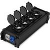 Power Dynamics PD Connex PSB40 - Distributore di corrente con Powercon IN/OUT su 4 connettori Schuko, colore: Nero