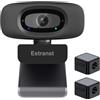 Estranst Webcam HD 2K con copertura privacy e microfono a cancellazione del rumore, webcam USB esterna per PC, laptop, Mac, monitor desktop, include 2 organizer per cavi