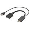 Renkforce RF-4777274 - Adattatore HDMI/DisplayPort [1 x connettore HDMI, USB 2.0 maschio A, 1 x presa Display], colore: Nero