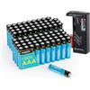 Maplin 80 batterie alcaline AAA LR03 da 1,5 V, durata di 7 anni, ad alte prestazioni, con tester universale per batterie