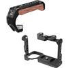 Generico Compatibile con Sony FX30 FX3 Camera Cage Stabilizzatore Rig, Gabbia for conigli in metallo con impugnatura in legno e supporti scorrevoli(Add Handgrip)
