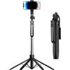 Nbbwwu Treppiede per selfie - Treppiede per Vlogging da 180 cm con luce, supporto estensibile per telefono cellulare, supporto per registrazione, creazione di contenuti da viaggio