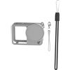 Generico Custodia protettiva della lente Per DJI Action 6 Case a prova di urti Accessori di copertura protettiva della manica del silicone della fotocamera sportiva con cinturino anti-perdita (Grigio)