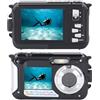 Topiky Fotocamera Digitale Impermeabile, Fotocamera per Intimo 2.7K 48MP, Fotocamera Impermeabile Selfie Doppio Schermo con Messa a Fuoco Automatica, Fotocamera Digitale Compatta