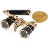 Generic Binocolo da teatro, 3 x 25 cm, compatto, vintage, con manico regolabile e catena, per adulti, donne, bambini, concerti, teatri, cinema, (nero)