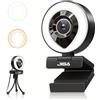 AIDELF Webcam per computer 1080P con doppio microfono regolabile Luce destra Web cam per PC Messa a fuoco automatica avanzata con treppiede Zoom Streaming Webcam da gioco per Facebook YouTube Xbox