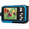 YUEHISY Camera Digitale Subacquea, Fotocamera Full HD 2.7K 48MP a Prova di Acqua con Doppio Schermo con Selfie Posteriore Anteriore, Zoom Digitale 16x, Videocamera per VLOG (BLUE)