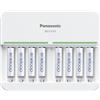 Eneloop Panasonic K-KJ63M3A8BA Batteria Ricaricabile Avanzata 8 Posizioni Caricabatterie Rapido 5 Ore con 8 Luci di Ricarica LED con 8 Batterie AAA