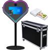 PAAFNN Specchio a forma di cuore con cornice LED RGB per selfie, portatile, touch screen da 21,5, per feste, eventi, matrimoni (nero, cabina fotografica + mini stampante)