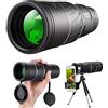 WANWEN Telescopio monoculare 16X52 Telescopio monoculare ad alta definizione con supporto per smartphone - 2021 più recente monoculare impermeabile - Prisma Bak4 per fauna selvatica Birdwatching Campeggio