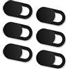 CamKpell-C Cover protettiva - 6Pcs Cover per fotocamera ovale per cellulare Adesivo Cover protettiva per webcam Cover protettiva per fotocamera per laptop Cover scorrevole anti-polvere - Nero