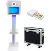 PAAFNN Macchina fotografica DSLR per selfie da 15,6 pollici, portatile, con touch screen, con custodia da volo, cabina fotografica con luce RGB per eventi di festa di nozze (bianco, macchina + mini stampante