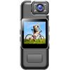 Gettimore Fotocamera 4K con obiettivo girevole a 180°, batteria da 1000 mAh, visione notturna, mini cam portatile per registrazione video, supporta scheda TF da 128 GB, ricarica di tipo C