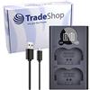 Trade-Shop - Caricatore a 2 canali con display LCD, micro USB USB-C per Fujifilm FinePix XT4 X-T4 Fuji NP-W235