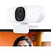 LEIYTFE Fotocamera HD 2K Per Computer, Autofocus USB Web Camera Con Microfono, Per Chiamare Conferenza Online, Streaming, Correzione Della Luce, Plug & Play(White,Without)