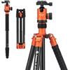 Fotopro Treppiede da viaggio compatto da 68 pollici con testa a sfera monopiede staccabile con piastra a sgancio rapido, carico fino a 12 kg X-GO Predator+62Q arancione