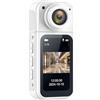 AMRTTWY Action Camera, Videocamera d'azione con pollice da 2,7K, rotazione di 180°, videoregistratore for riprese video in auto e moto.,per Ciclismo, Moto(White)