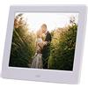 UsmAsk Spacmirrors Cornice per foto digitale Ingresso video Mp4 da 8 pollici Cornice per foto digitale con memoria LED Smart Slideshow E-Album Lettore video Mp3/Mp4 Sensore di movimento, Bianco (Bianco)