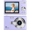 Tidgel Fotocamera CCD, economica per studenti, selfie, ad alta risoluzione, fotocamera digitale retrò, fotocamera compatta (viola)
