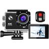 Peppy Action Camera 4K 20MP Ultra HD WiFi Impermeabile Sport Camera, con Grandangolo 140°, Stabilizzazione, Telecomando e Microfono Esterno per Vlogging, Immersioni, Snorkeling e Sport All'aperto