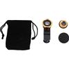 Homoyoyo Kit Obiettivo Fisheye Telefono 2 Set in Plastica Clip | Effetto Grandangolo per Phone e Tablet, Borsa in Microfibra Inclusa, Finitura Oro