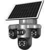 Yhytgbhk Telecamera solare 1080P da 5 MP a quattro obiettivi e tre schermi Wi-Fi esterno Zoom ottico 10X Telecamera di sorveglianza con tracciamento automatico(10X Zoom Add 64G)