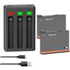 CQJFCYBRA Batteria Da 2200 MAh, Compatibile Con Insta360, For Batteria Ricaricabile ONE X3 + Batteria For Action Camera Con Caricatore LED(2BatteryWithCharger)