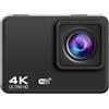 AMAZWI Telecamere d'azione Telecamera azione 4K, 2 0mp. Fotocamera impermeabile WiFi, EIS. Fotocamera sportiva touch screen, Pc Webcam, 170 ° Ampio videocamera subacquea 40m con telecomando, kit di accessori