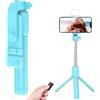 NNBWLMAEE Admissioni 6 in 1 Wireless Bluetooth Selfie Stick, Selfie Stick Tripod with Remote with Light, for Travel, for iPhone, 3 Light Modes (Blue, NO Light Filling)