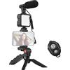 Andoer Kit video Andoer Phone Vlog con supporto per telefono treppiede da tavolo con microfono a scarpa fredda LED otturatore remoto luce video