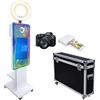 WideMeet Magic Mirror Photo Booth 114,3 cm con touchscreen da 54,6 cm, macchina per selfie con luce ad anello RGB e custodia da volo, cabina fotografica portatile DSLR per eventi di festa di nozze (bianco, set