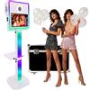 JIAQINMOTD Mini PC con touch screen da 15,6 pollici, mini PC integrato, luce ad anello e custodia per foto, per selfie, portatile, per eventi a noleggio e feste (bianco, macchina per fototesse)