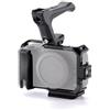 Generico Compatibile con Canon EOS R50 V - Gabbia for fotocamera con protezione estesa completa e maniglia superiore NATO (nero/argento)(TA-T83-A-B)