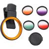 PUSOKEI Kit Filtri per Obiettivo Fotocamera Telefono CPL Clip-on da 52 Mm, Set di 4 Filtri Colorati Graduati con Morsetto per Obiettivo Telefono, Compatibile con la Maggior Parte degli