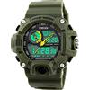 TONSHEN Sportivo Digitale Orologi da Uomini Outdoor LED Elettronico Militare 50M Impermeabile 12h/24h Tempo Dual Time Cronometro Controluce Quarzo Calendario Date Day Orologio da Polso da Uomo (Verde)