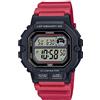 Casio Orologio da uomo - WS-1400H-3AVDF quadrante trasparente, Colore: rosso, Bracciale