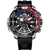 Citizen Orologio da uomo Eco-Drive Promaster Aqualand, cinturino in poliuretano, quadrante nero con accenti rossi cronografo (modello: BJ2167-03E)