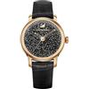 Swarovski Orologio Swarovski Crystalline Hours, cristallo nero, cinturino in pelle nero, PVD tonalità oro rosa, da donna