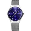 WWOOR Gokelly - Orologio da uomo al quarzo orologi da donna in acciaio inox data orologio al quarzo da uomo Business Orologio (Blu)