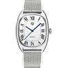 TYBERLEY RollsTimi Classico Orologio da uomo VH31 Movimento al quarzo Quadrato Cassa in acciaio inossidabile Cinturino in pelle impermeabile Semplicità Orologi da polso Business (rete bianc)