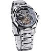 Forsining Orologio da uomo automatico meccanico scheletro Tourbillon orologi moda business impermeabile orologio da polso lusso diamante quadrante, Argento, Bracciale