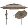 COSTWAY Ombrellone da Patio 297 cm con 32 Luci LED, Tetto Ventilato a 3 Piani, Inclinazioni Regolabili, Manovella, 8 Stecche, Ombrellone da Giardino, Piscina, Spiaggia (Marrone)