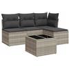 vidaXL Set Divano da Giardino 5pz con Cuscini Grigio Chiaro Polyrattan